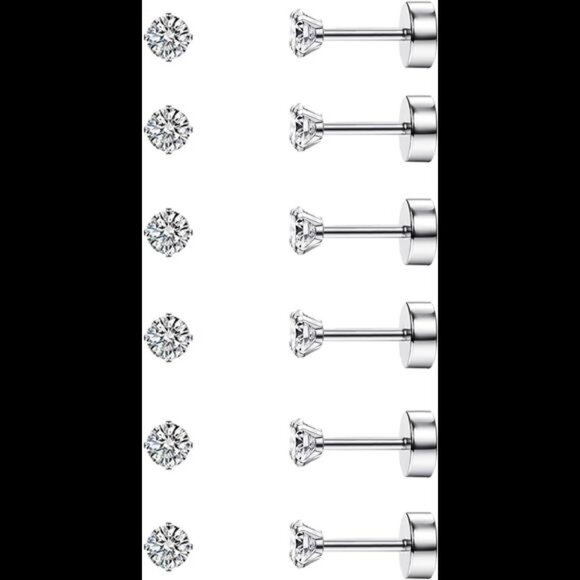 20G Cartilage Earring Stud for WomenMen 316L Surgical Steel FlatBack EarringsSet - Picture 1 of 7